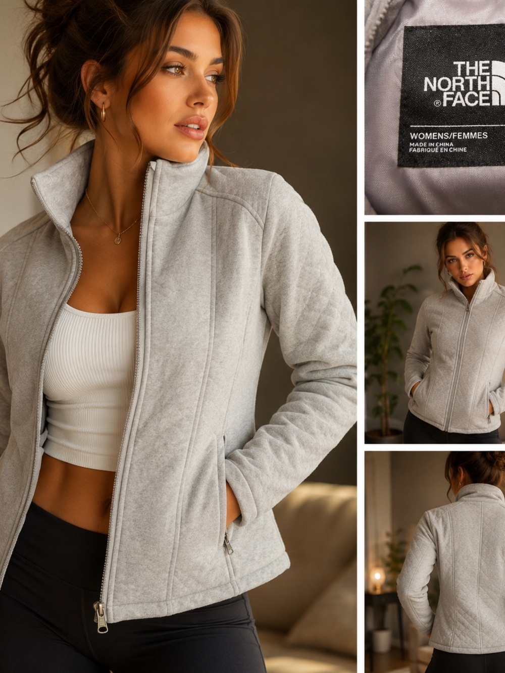 The North Face Women’s Light Gray Teddy Fleece Jacket